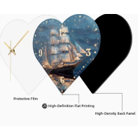 Hartvormige Wandklok met Zeilschip – 30 cm – Stil Uurwerk – Sfeervolle Maritieme Klok